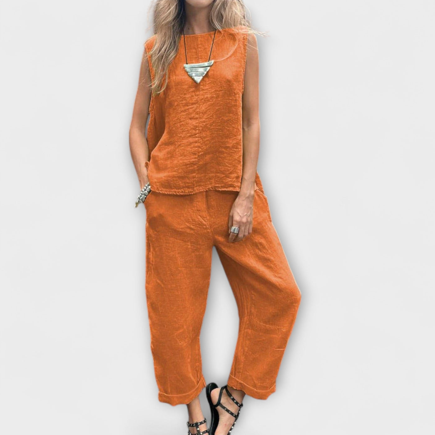 Jennifer - EntspanntesBaumwolle-Leinen Outfit