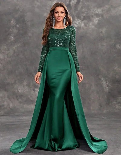 Damen Abendkleid mit Paillettenoberteil und fließendem Rock