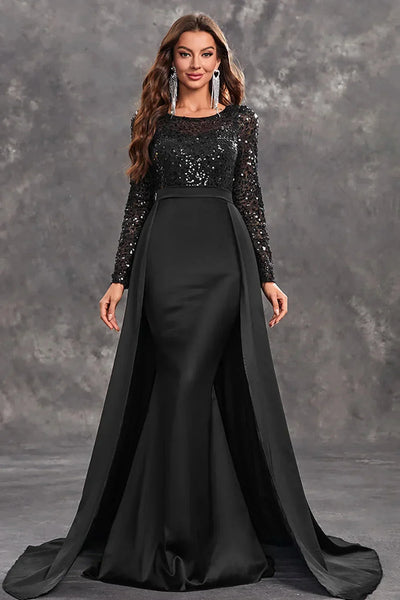Damen Abendkleid mit Paillettenoberteil und fließendem Rock