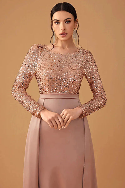 Damen Abendkleid mit Paillettenoberteil und fließendem Rock