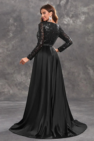 Damen Abendkleid mit Paillettenoberteil und fließendem Rock