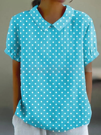 Damen Polo mit floralem Stickmuster und kurzen Ärmeln