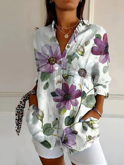 Damenbluse mit langen Ärmeln und floralem Muster