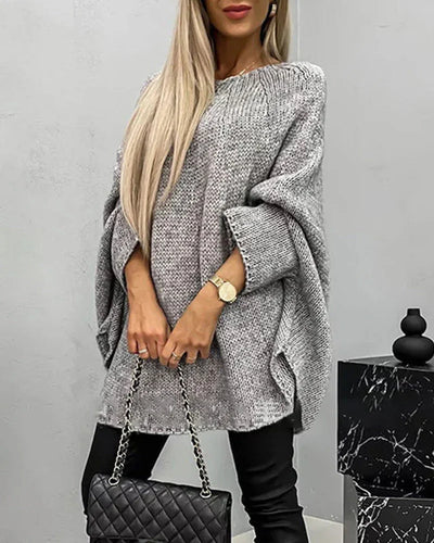 Damen Cape-Strickpullover mit weiten Ärmeln