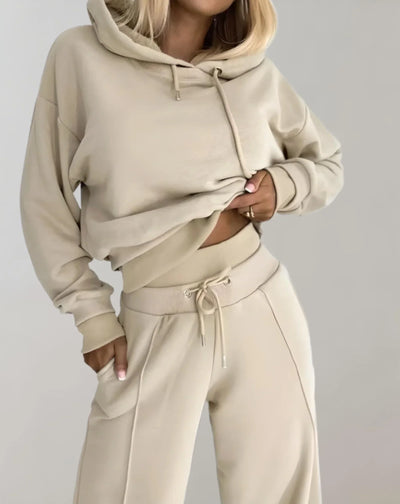 Damen Loungewear Set mit Kapuze und Kordelzug