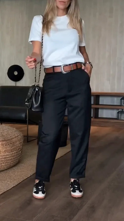 Damen gestreifte Pantalon mit lässigem Schnitt