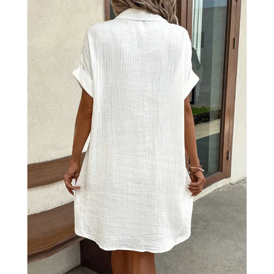 Damen Mini Hemdkleid mit Knopfleiste und kurzen Ärmeln