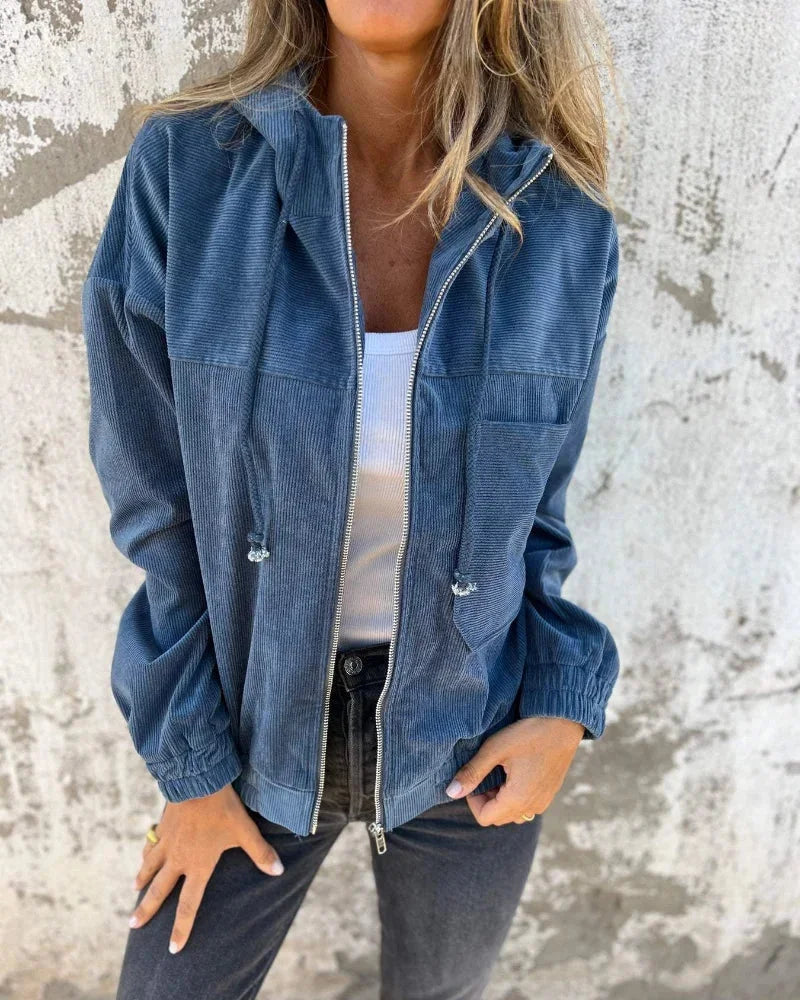 Casual Damen Zip-Up Hoodie mit Kordelzug