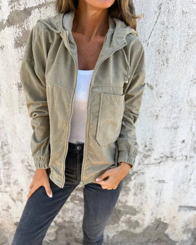Casual Damen Zip-Up Hoodie mit Kordelzug