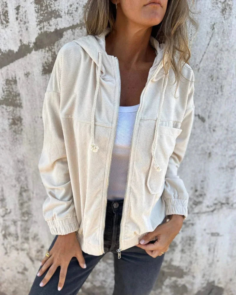Casual Damen Zip-Up Hoodie mit Kordelzug