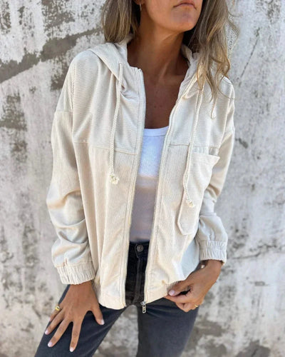 Casual Damen Zip-Up Hoodie mit Kordelzug