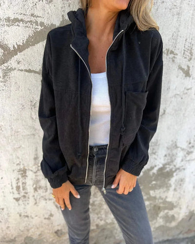 Casual Damen Zip-Up Hoodie mit Kordelzug