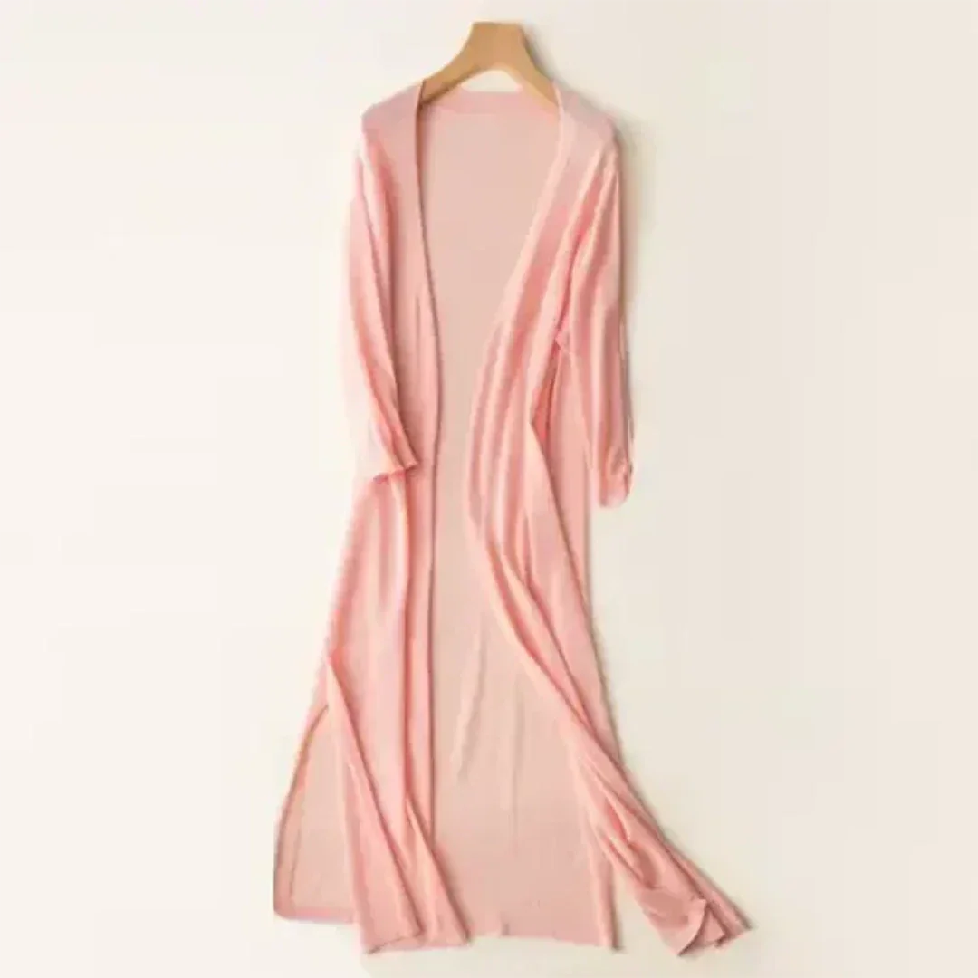 Damen Lange Offene Strickjacke mit Langarm