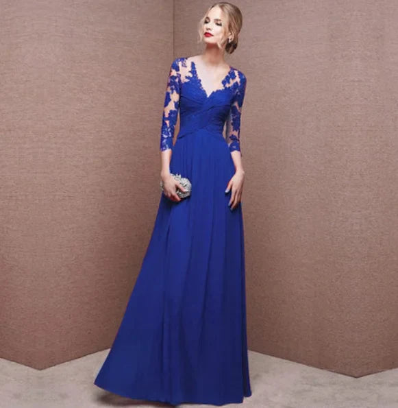 Damen Maxikleid mit Spitzenapplikationen und Rückendetail