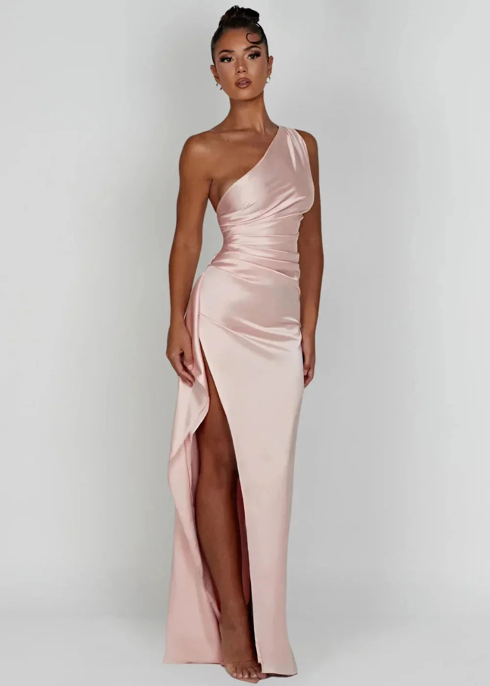 Damen Maxikleid mit Einer Schulter und Beinschlitz
