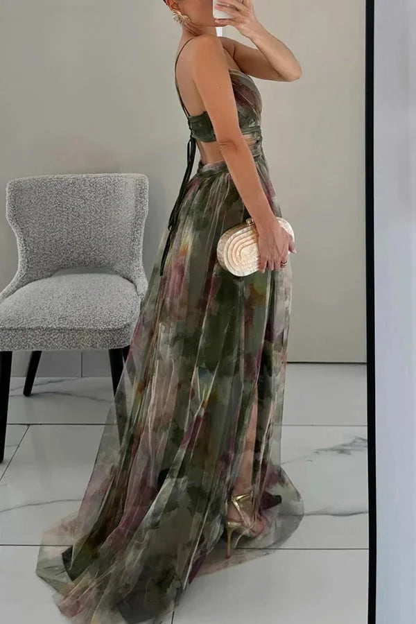 Damen Maxikleid Mit Texturen und Asymmetrischem Schnitt