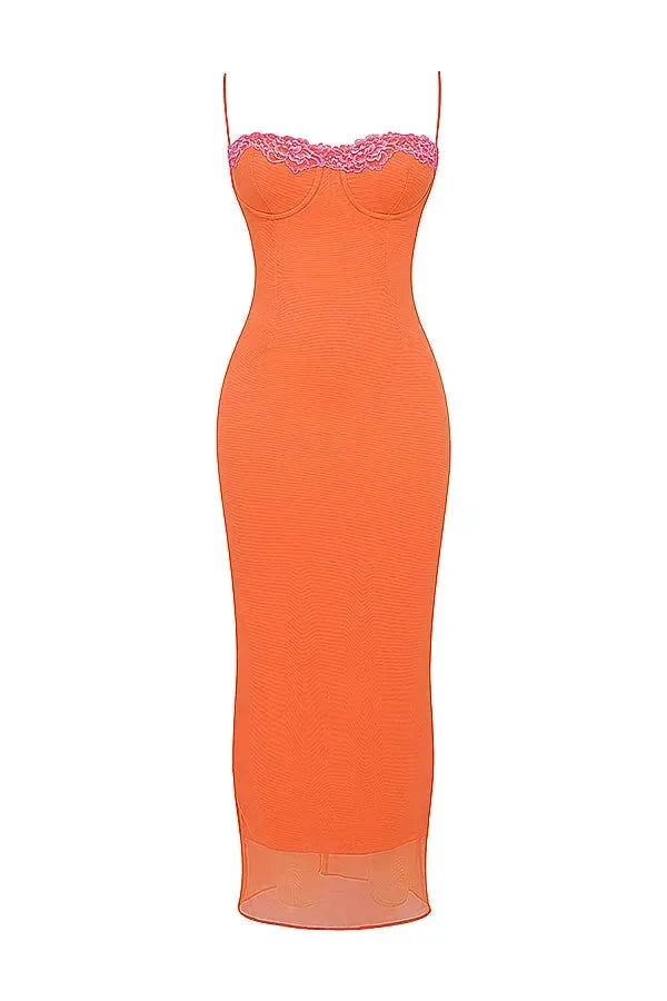 Damen Maxikleid mit verstellbaren Trägern und Blumenmuster