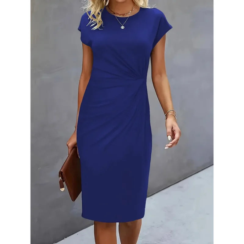 Damen Midikleid mit geknoteten Details und Kurzarm