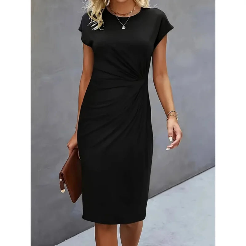 Damen Midikleid mit geknoteten Details und Kurzarm