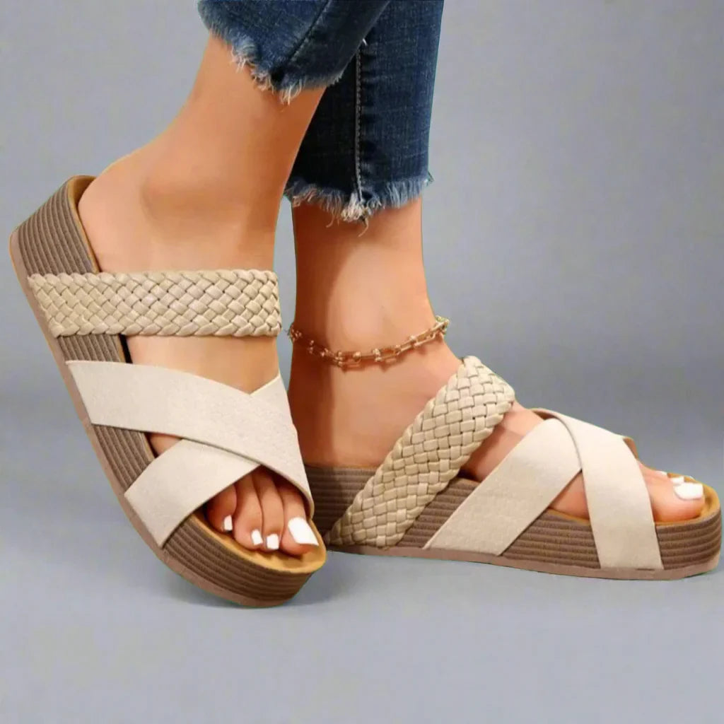 Damen Orthopädische Sandalen mit Flechtdetail und Keilabsatz