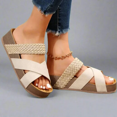 Damen Orthopädische Sandalen mit Flechtdetail und Keilabsatz