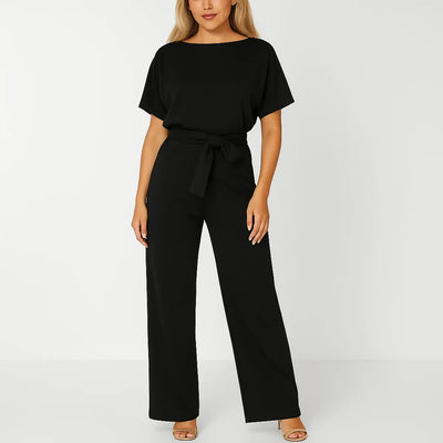 Damen Overall mit Krawatten Gürtel und weitem Bein
