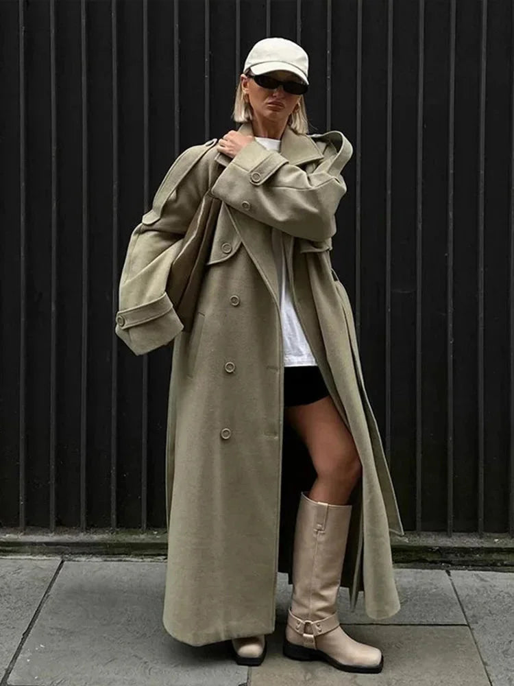 Damen Oversize Trenchcoat mit breiten Revers