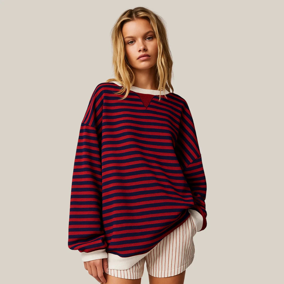 Damen Oversized Pullover mit Streifenmuster