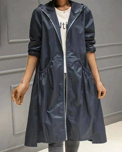 Damen Regenjacke mit Kapuze und Tunnelzug
