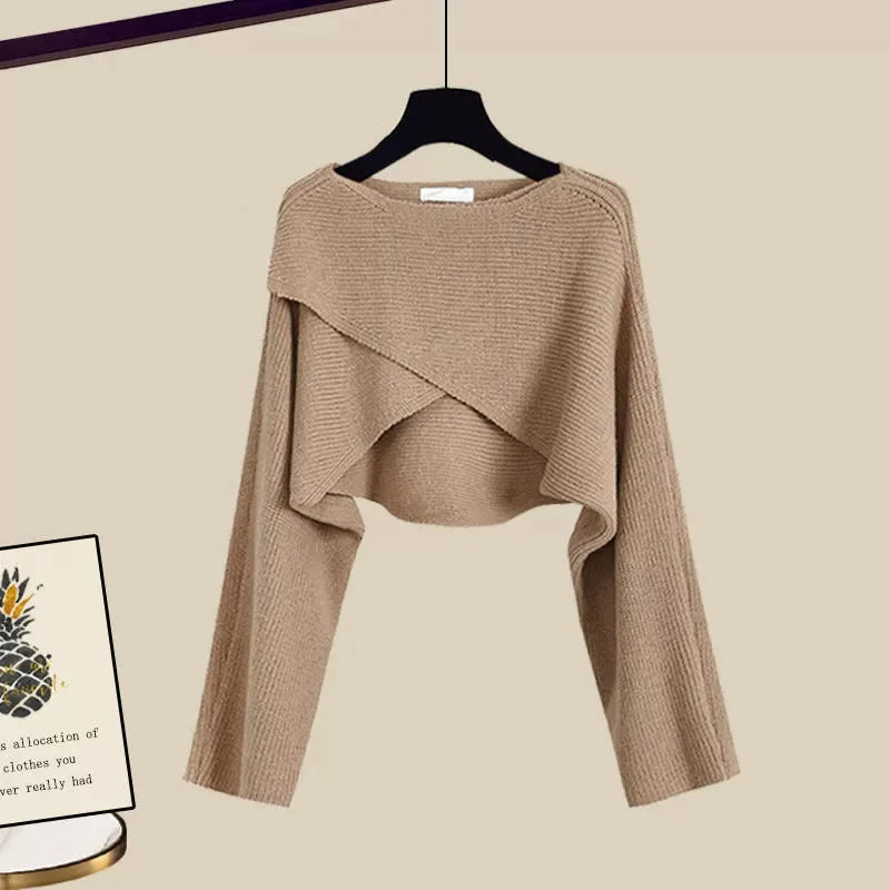 3-teiliges Damen Co-ord Set mit weitem Pullover Bluse und Hose