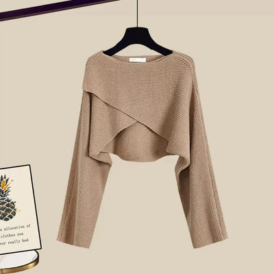 3-teiliges Damen Co-ord Set mit weitem Pullover Bluse und Hose