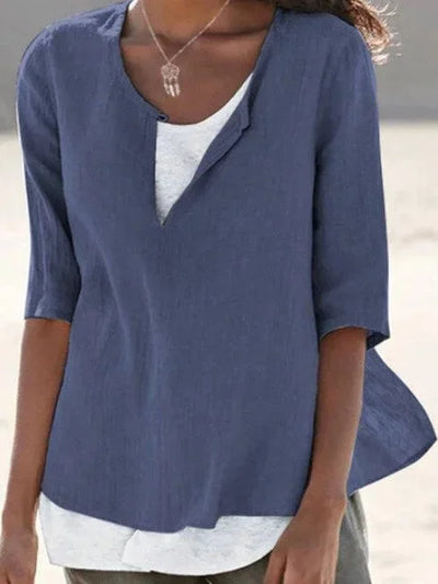 Damen bluse mit V-Ausschnitt und 3/4-Ärmeln