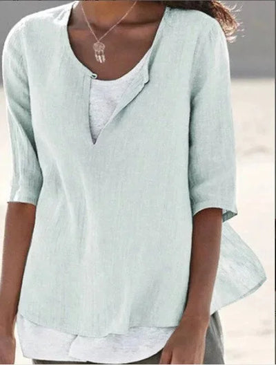 Damen bluse mit V-Ausschnitt und 3/4-Ärmeln