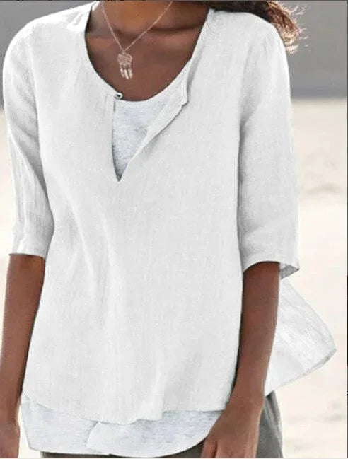 Damen bluse mit V-Ausschnitt und 3/4-Ärmeln
