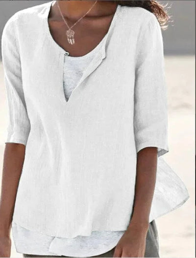 Damen bluse mit V-Ausschnitt und 3/4-Ärmeln