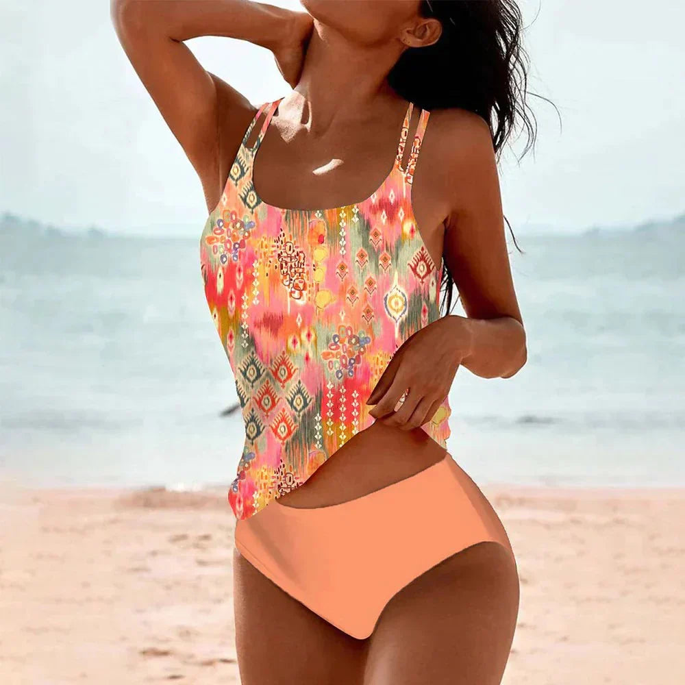 Damen Tankini Set mit Mandala-Druck und hoher Taille