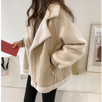 Waldrada | Damen Teddy-Mantel Oversized | Kuschelig & Warm mit Kontrastdetails