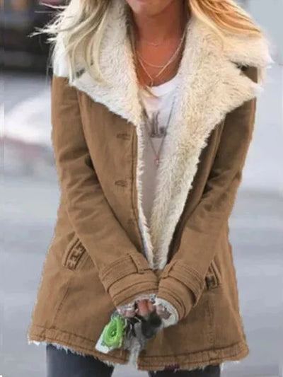 Damen Winterjacke mit Plüschfutter und Reißverschluss