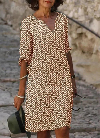 Damen V-Ausschnitt Minikleid mit geometrischem Muster