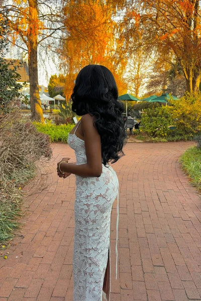 Weißes Maxikleid für Damen mit Spagetti-Trägern