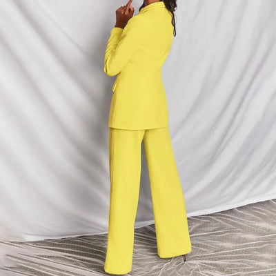 Damen Zweiteiliger Blazer und Hose Anzug mit Einzelknopf