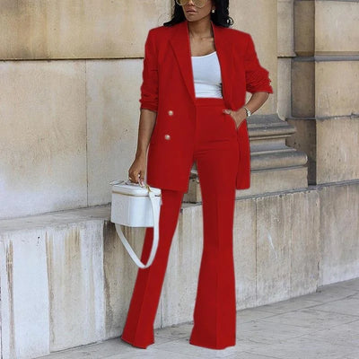 Zweiteiliger Damenanzug mit Blazer und weit geschnittener Hose