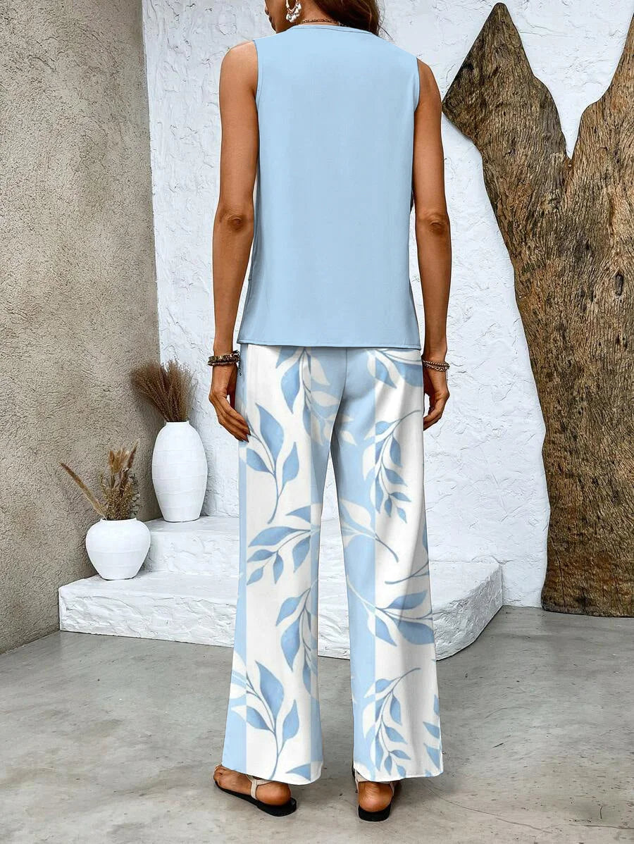 Damen Zweiteiliges Set mit ärmellosem Top und bedruckter Hose