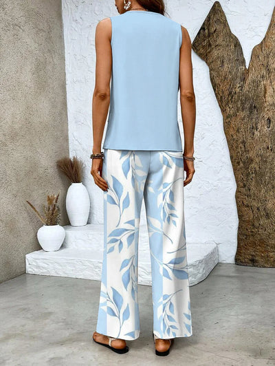 Damen Zweiteiliges Set mit ärmellosem Top und bedruckter Hose