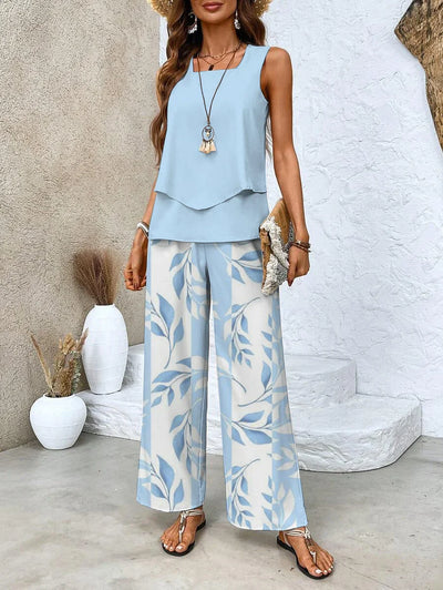 Damen Zweiteiliges Set mit ärmellosem Top und bedruckter Hose