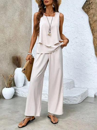 Damen Zweiteiliges Set mit ärmellosem Top und bedruckter Hose