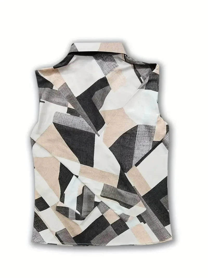 Damen Bluse mit Blattmuster und Dreiviertelärmeln