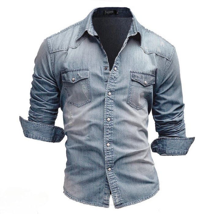 Herren Jeanshemd Mit Klassischem Design