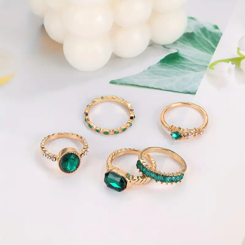 Emina® | Exquisites Zarinaring-Set mit Smaragd Gold