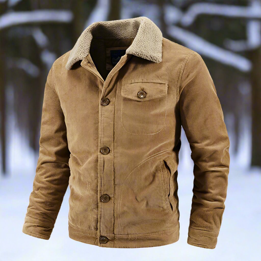 Fairmont | Herren Cordjacke mit Shearling-Kragen, Klassische Passform, Knöpfe & Taschen